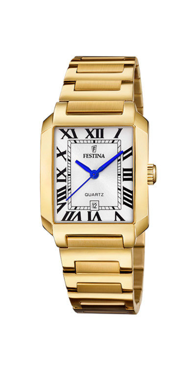 Festina - dameshorloge - rechthoekig - geel metalen band - F20680/1 Festina - dameshorloge - rechthoekig - geel metalen band - F20680/1