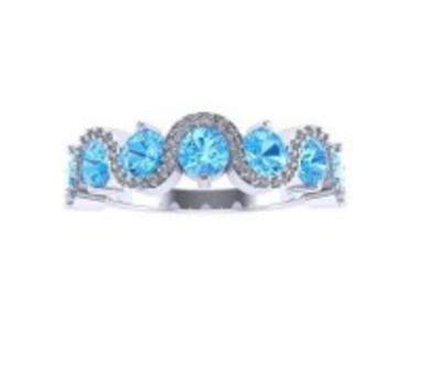 Ring 18kt wit goud met briljant en blauwe topaas - 41-31433 - maat 56 Ring 18kt wit goud met briljant en blauwe topaas - 41-31433 - maat 56