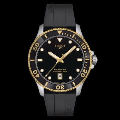 Tissot - Seastar Bicolor met zwart rubberen band - T120.410.27.051.00 Tissot - Seastar Bicolor met zwart rubberen band - T120.410.27.051.00