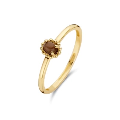 Blush - Ring in 14kt geel goud met bruin kattenoog - 1225YCB/52