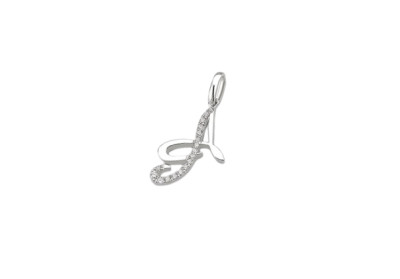 Giorgio Visconti - hanger geschreven letter A - 18kt wit goud met briljant - CB38901A - H 15mm Giorgio Visconti - hanger geschreven letter A - 18kt wit goud met briljant - CB38901A - H 15mm
