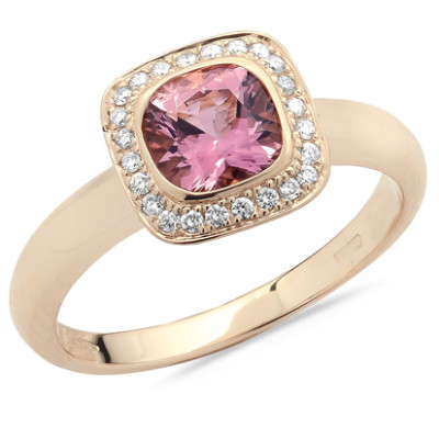 Ring in 18kt rood goud met roze toermalijn en briljant - OJ1_1 Ring in 18kt rood goud met roze toermalijn en briljant - OJ1_1
