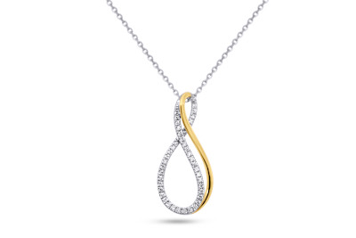 Halsketting met hanger in 18kt wit en geel goud - E08C0821B Halsketting met hanger in 18kt wit en geel goud - E08C0821B