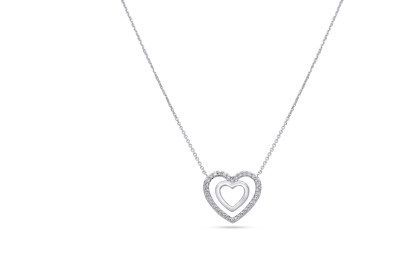 Ketting met hartje 18kt wit goud met briljant - 42/45cm - XN3468 Ketting met hartje 18kt wit goud met briljant - 42/45cm - XN3468