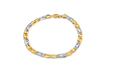 Herenarmband 18kt goud bi-color - 21,50 cm Herenarmband 18kt goud bi-color - 21,50 cm