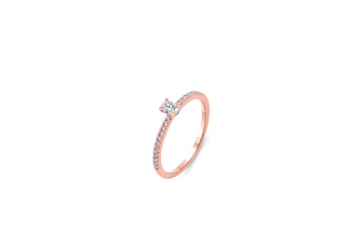 Verlovingsring - solitair - 18kt rood goud met briljant/ovaal - LF1108E - op maat 54 Verlovingsring - solitair - 18kt rood goud met briljant/ovaal - LF1108E - op maat 54