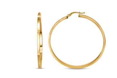 Creolen 18kt geel goud - diam. 4cm - vierkante buis Creolen 18kt geel goud - diam. 4cm - vierkante buis