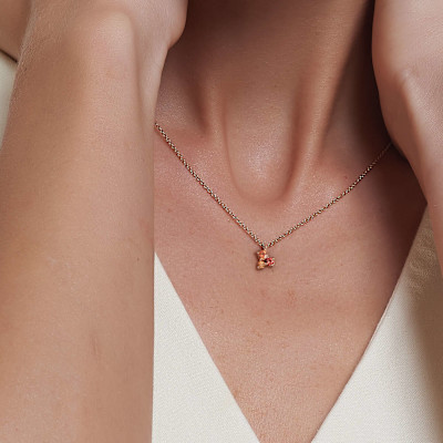 Halsketting in 18kt rood goud met gekleurde saffier saffier P2996MP800