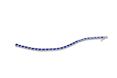 Tennisarmband zilver met zirkinium wit + blauw - 90-10280-1009-99 Tennisarmband zilver met zirkinium wit + blauw - 90-10280-1009-99