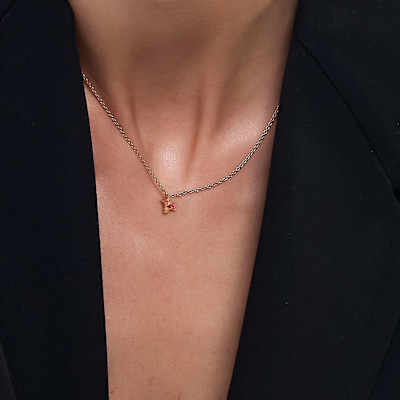 Halsketting in 18kt rood goud met gekleurde saffier saffier P2996MP800