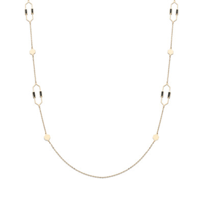 Ketting 14kt geel goud met zwarte email - 85cm - model 50 Ketting 14kt geel goud met zwarte email - 85cm - model 50