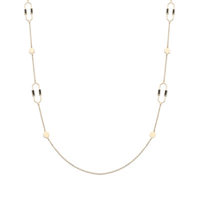 Ketting 14kt geel goud met zwarte email - 85cm - model 50