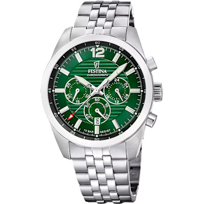 Festina - Herenhorloge in staal met groene wijzerplaat - F20742/5 Festina - Herenhorloge in staal met groene wijzerplaat - F20742/5
