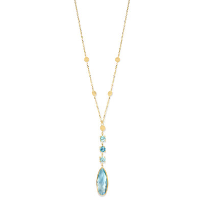Femme Adoree - Halsketting in 18kt geel goud met blauwe topaas - F06C0645 Femme Adoree - Halsketting in 18kt geel goud met blauwe topaas - F06C0645
