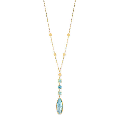 Femme Adoree - Halsketting in 18kt geel goud met blauwe topaas - F06C0645