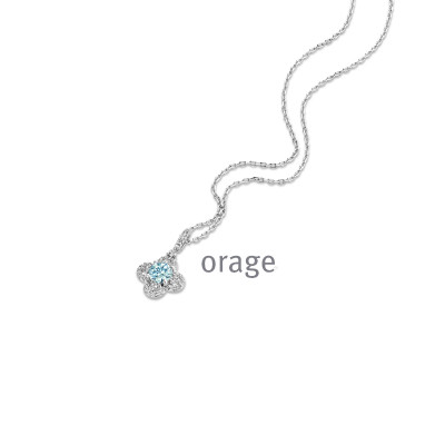 Orage - ketting zilver met hanger met licht blauwe en witte zirkonium - K6528 - 45cmen Orage - ketting zilver met hanger met licht blauwe en witte zirkonium - K6528 - 45cmen