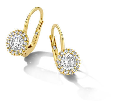 Oorhangers in 18kt geel goud met zirkonium - Y2058 Oorhangers in 18kt geel goud met zirkonium - Y2058