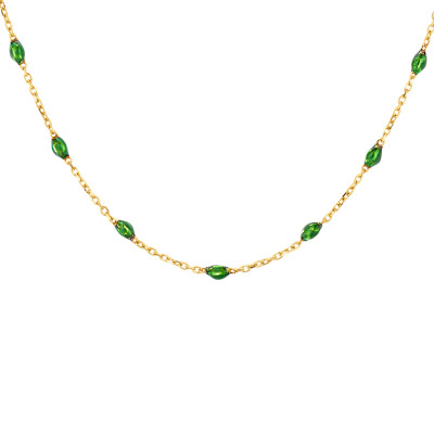 Blush - Halsketting in 14kt geel goud met groene hars - 3162YRG