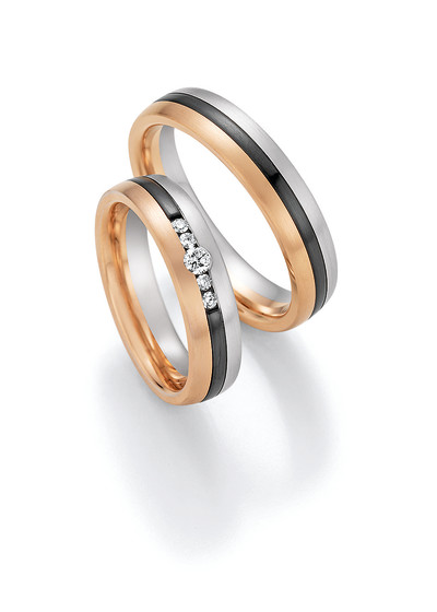 Ruesch Collection - Set ringen op bestelling in 14kt goud met zwart zirkonium - 14/10050-050 - 14/10060-050