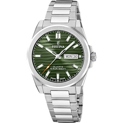 Festina Swiss - Herenhorloge in staal met groene wijzerplaat - F20073/4 Festina Swiss - Herenhorloge in staal met groene wijzerplaat - F20073/4