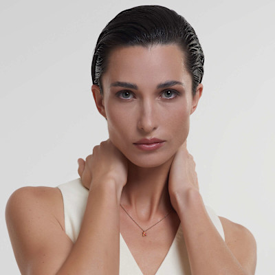 Halsketting in 18kt rood goud met gekleurde saffier saffier P2996MP800