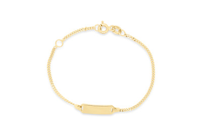 babynaamplaat 18kt geel goud - rechthoekig plaat - gourmette schakel