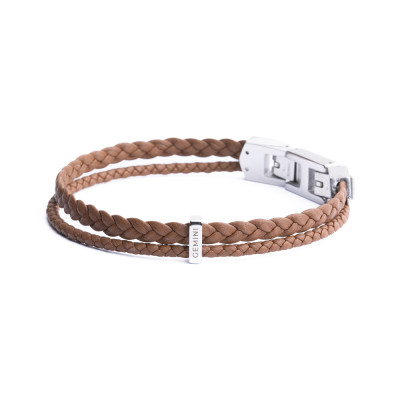 Gemini - armband in leder - Duo Light Brown M-L - O54ML