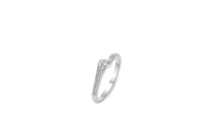 Verlovingsring - solitair - 18kt wit goud met briljant - RF5769- op maat 55