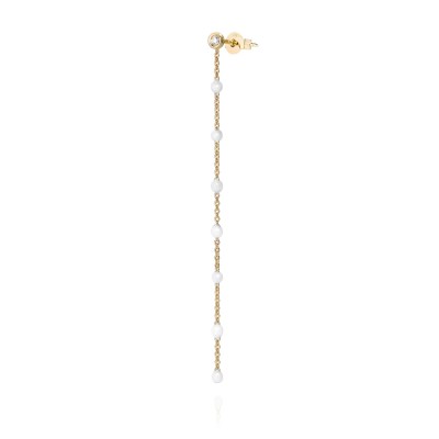 Burato gioielli - Oorhanger in 18kt geel goud met witte emaille - 1 stuk - CS490 Burato gioielli - Oorhanger in 18kt geel goud met witte emaille - 1 stuk - CS490