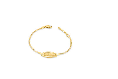 Babynaamplaat 18kt geel goud met mat ovalen mat plaatje Babynaamplaat 18kt geel goud met mat ovalen mat plaatje