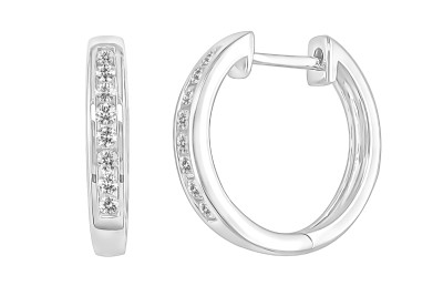 J & A - Creolen in 18kt wit goud met briljant - EA3012 J & A - Creolen in 18kt wit goud met briljant - EA3012