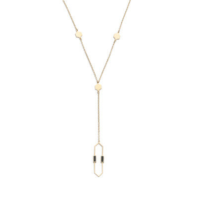 Ketting 14kt geel goud met zwarte emaille - model 53/2 - 50cm Ketting 14kt geel goud met zwarte emaille - model 53/2 - 50cm