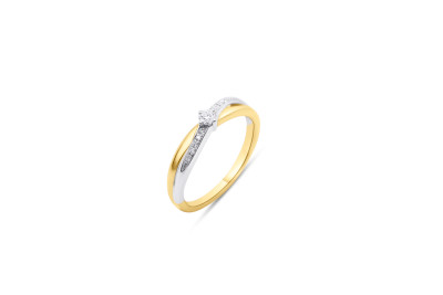 Ring 18kt goud bi-color - briljant 0,10ct - 50-01935-1272 - maat 52