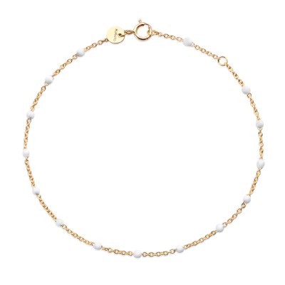 Burato Gioielli - Armband in 18kt geel goud met witte emaille bolletjes - CS495 Burato Gioielli - Armband in 18kt geel goud met witte emaille bolletjes - CS495
