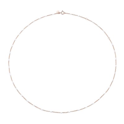 Burato gioielli - Halsketting in 18kt rood goud met witte emaille - CS497 Burato gioielli - Halsketting in 18kt rood goud met witte emaille - CS497