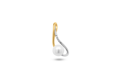 Hanger 18kt goud bi-color met briljant en parel - 40-70735-2872 Hanger 18kt goud bi-color met briljant en parel - 40-70735-2872