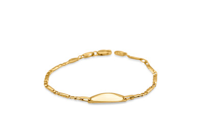 babynaamplaat 9kt geel goud - ovale plaat - fantasieschakel