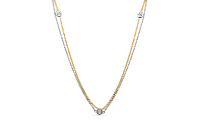 Ketting 14kt goud bi-color met zirkonium - 42/45cm - 20-00106-1052