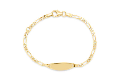 babynaamplaat 18kt geel goud - ovale plaat - figaro schakel