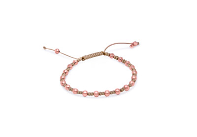 Evanueva - Armband in 18kt rood goud met beige katoendraad - B-ux2-P-beije Evanueva - Armband in 18kt rood goud met beige katoendraad - B-ux2-P-beije