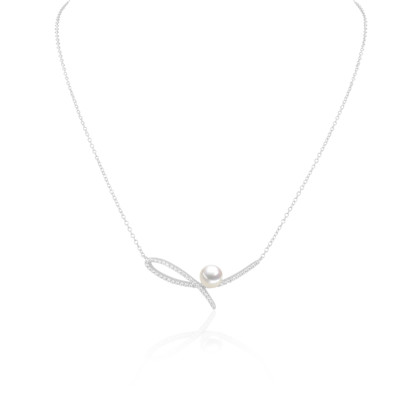 Halsketting in zilver met zirkonium en parel - 216.1005