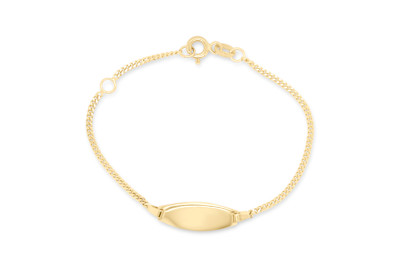 babynaamplaat 18kt geel goud - ovale plaat - gourmette schakel