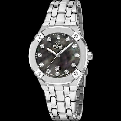 Jaguar - Dameshorloge in staal met antraciet parelmoer wijzerplaat - J1016/7