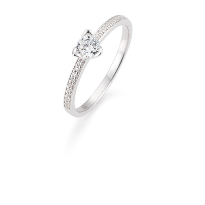 Verlovingsring - solitair - ring 18kt wit goud met briljant - 41-31018 - maat 54 Verlovingsring - solitair - ring 18kt wit goud met briljant - 41-31018 - maat 54