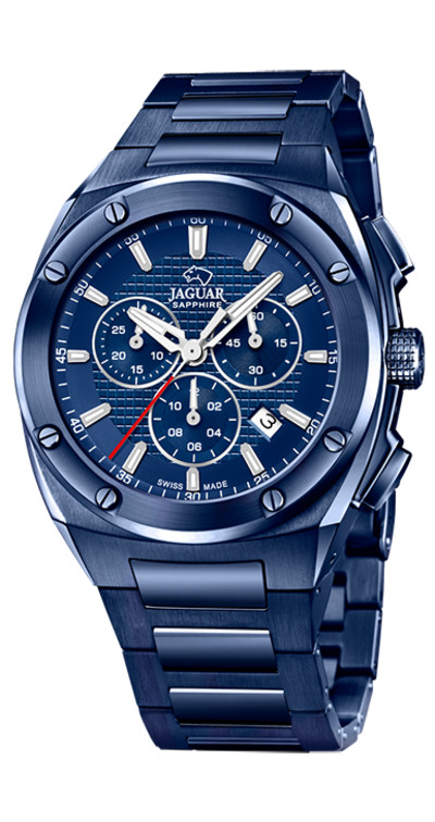 Jaguar - Herenhorloge met blauwe band en kast - j991/1