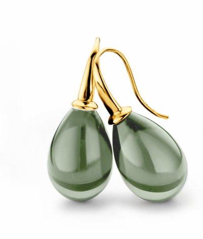 Evanueva - Oorhangers in 18kt geel goud met groene amethist - O-VLPS-126S-Y Evanueva - Oorhangers in 18kt geel goud met groene amethist - O-VLPS-126S-Y