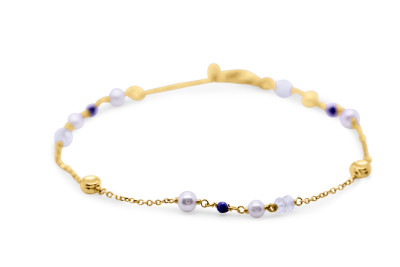 Armband in 18kt geel goud met parel en topaas - B06A0662 Armband in 18kt geel goud met parel en topaas - B06A0662