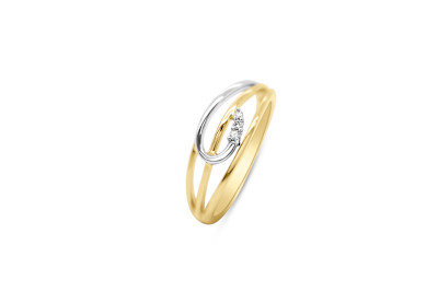 Ring 18kt goud bi-color met briljant - maat 52 - 50-71083-1272