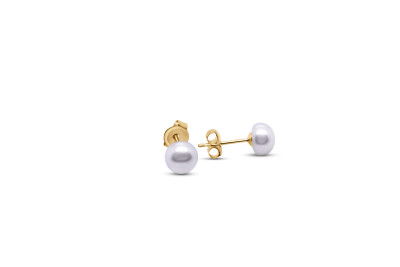 Parelooringen 18kt geel goud - zoetwaterparel - 6mm - 30-00194-2970F Parelooringen 18kt geel goud - zoetwaterparel - 6mm - 30-00194-2970F