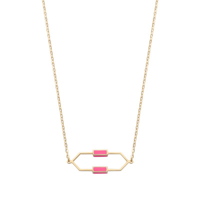 Halsketting in 14kt geel goud met roze emaille - model 41/1 - 45cm Halsketting in 14kt geel goud met roze emaille - model 41/1 - 45cm